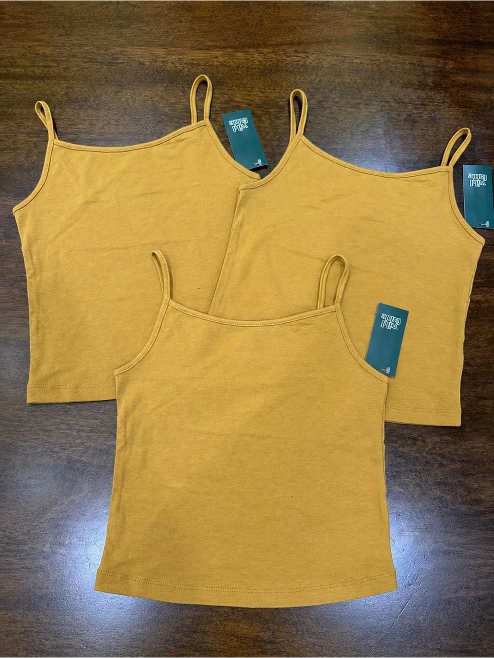 3-Pack Wild Fable Womens Slim Fit Cropped Cami Tank Top Dark Mustard Yellow Sz L